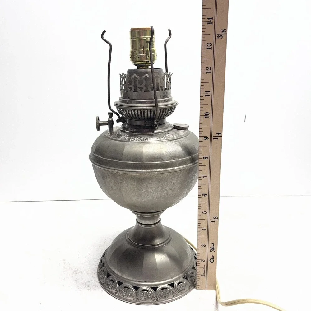 Antique Bradley Hubbard Converted Oil Lamp No. 4 Radiant Patent Date 1898